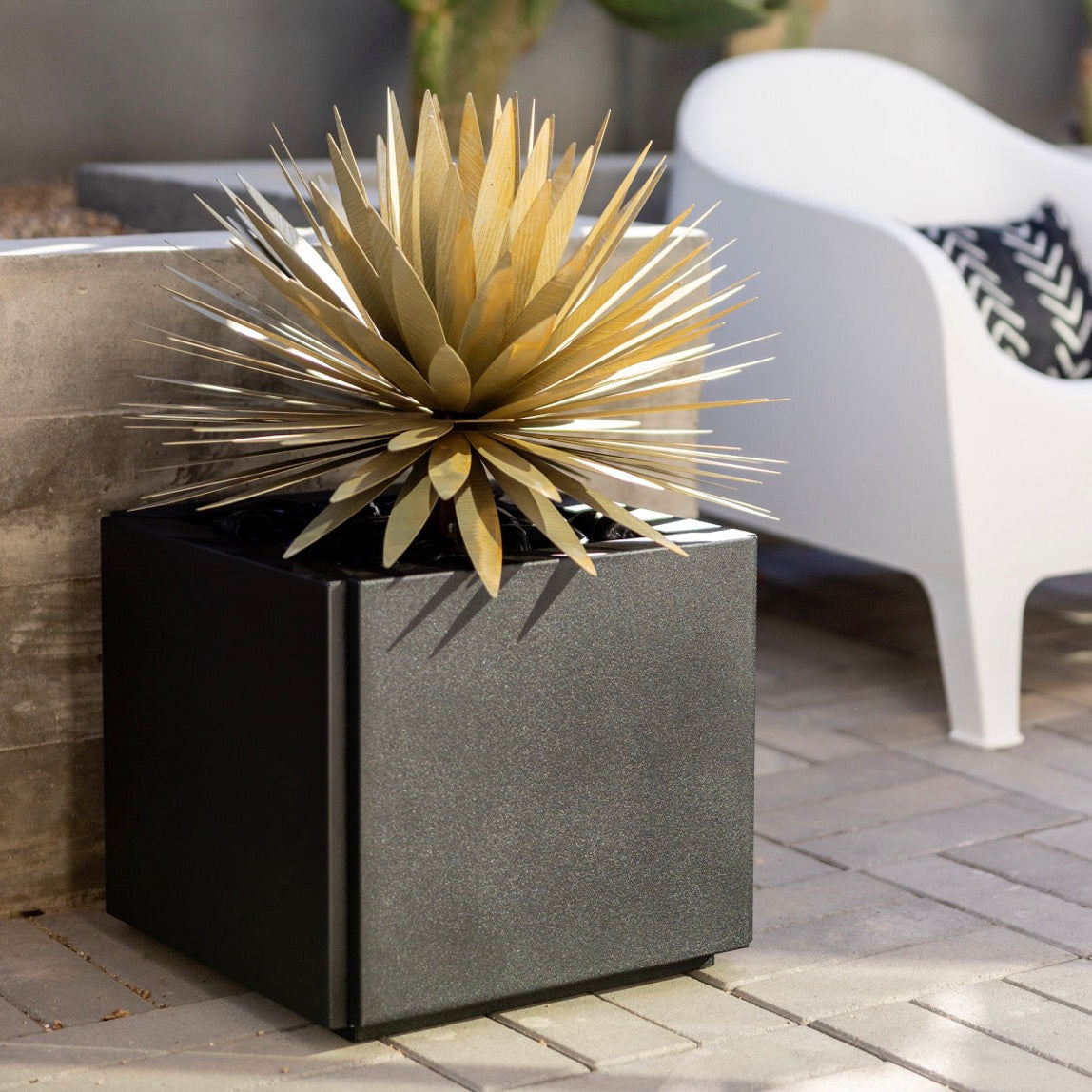 gray succulent planter Metal Yucca Plant (Medium) | Faux Yucca