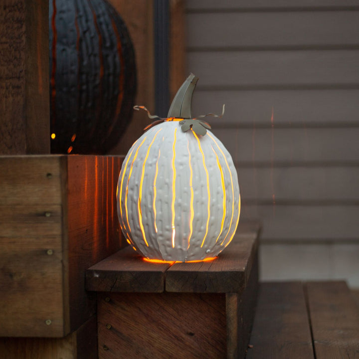 White Metal Pumpkin Luminary