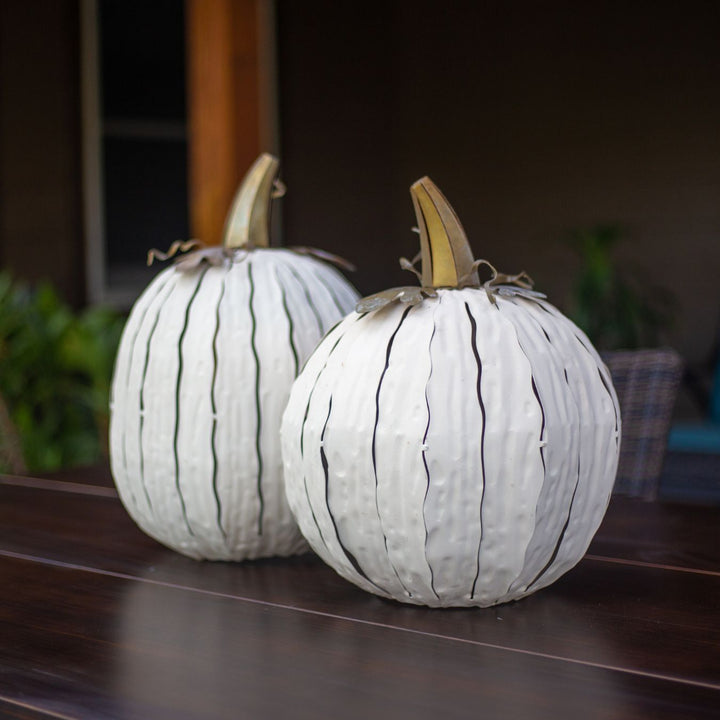 White Metal Pumpkin Luminary