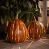 Orange Metal Pumpkin Luminary Set