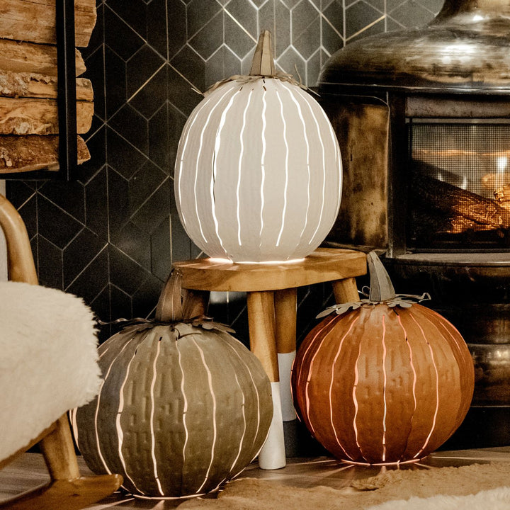 Patina Metal Pumpkin Luminary