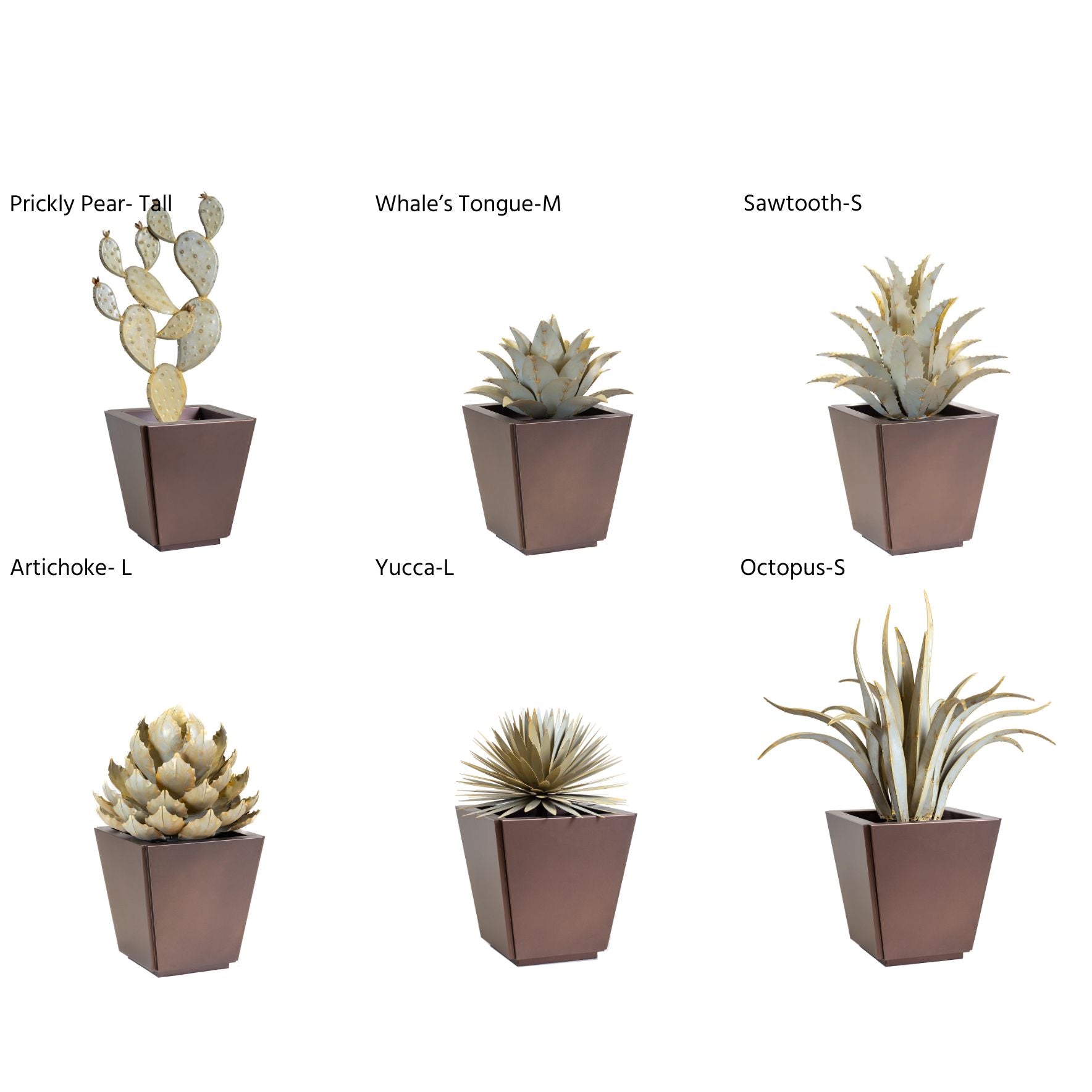 succulents in metal pots Tapered Box | Metal Planter