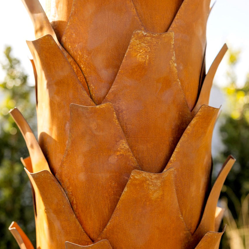 Close-up of a textured brown surface with geometric patterns