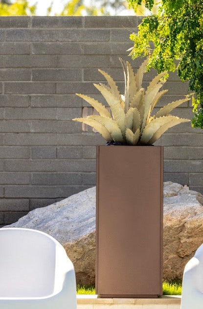 Steel Sawtooth Agave in copper planter